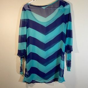 Roxy Sheer Top Blue Green Size XSmall
